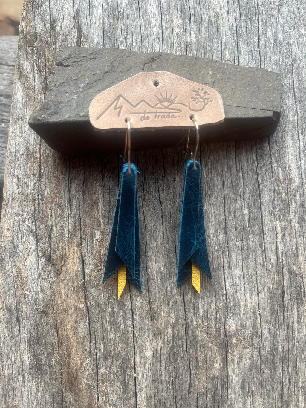 Aros Flor Larga Azul