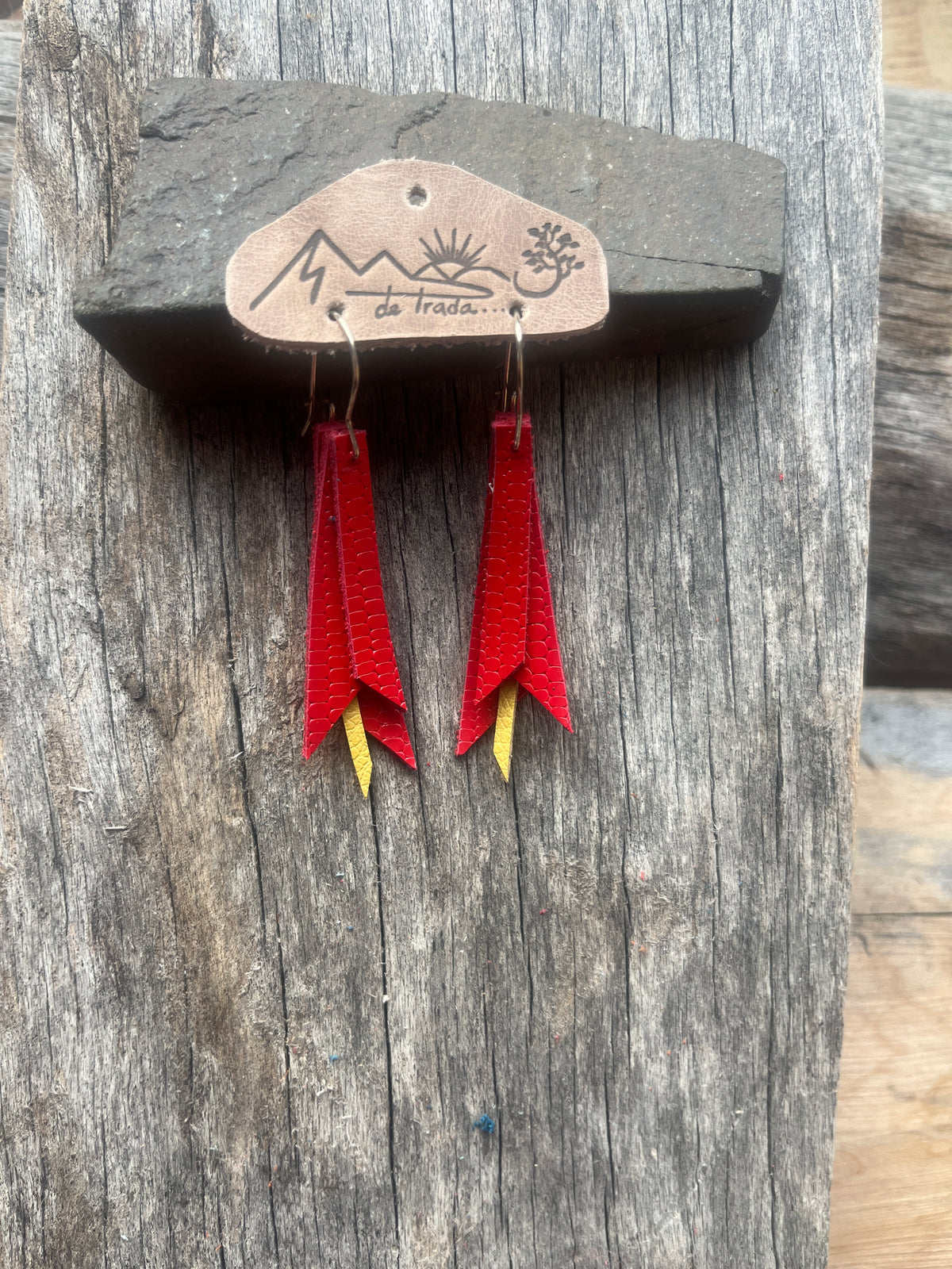 Aros Flor Larga Roja