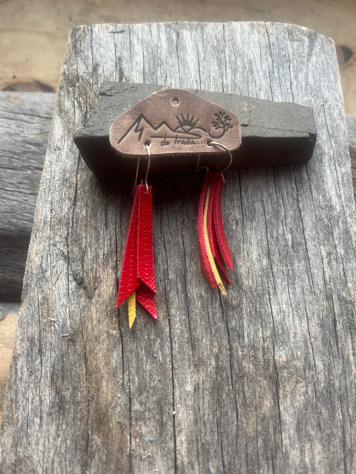 Aros Flor Larga Roja